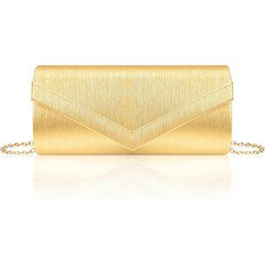 🆕Women Gold PU Leather Evening Handbag, Envelope Clutch Purse w/Chain for Date